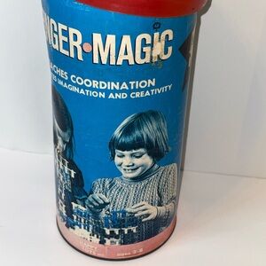 Vintage 1970’s Finger Magic Plastic Building Blocks Original Container